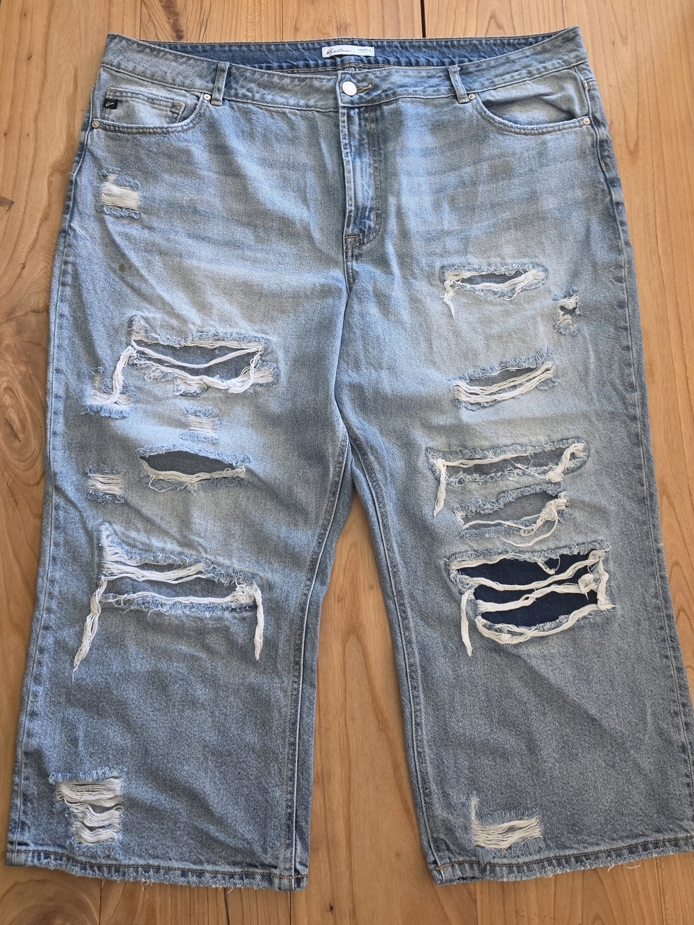 KanCan Destroyed Wide Leg Denim Jeans - 22